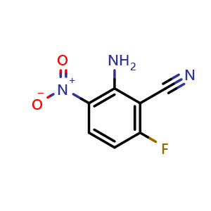 Chemical structure of 2-amino-6-fluoro-3-nitrobenzonitrile , CAS 1378862-33-9, AChemBlock U129686