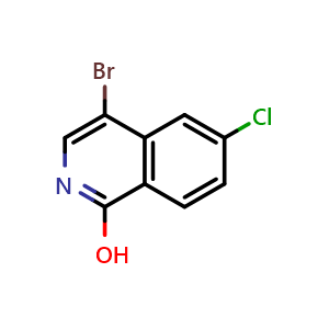 Chemical structure of 4-bromo-6-chloroisoquinolin-1-ol , CAS 1379339-67-9, AChemBlock U129694