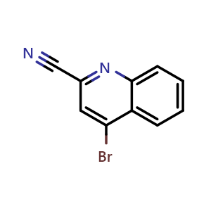 Chemical structure of 4-bromoquinoline-2-carbonitrile , CAS 1379355-95-9, AChemBlock U129698