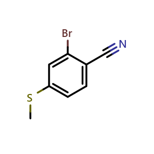 Chemical structure of 2-bromo-4-(methylthio)benzonitrile , CAS 1379357-11-5, AChemBlock U129699
