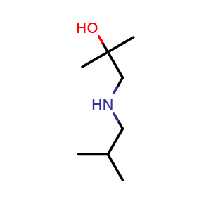 Chemical structure of 1-(isobutylamino)-2-methylpropan-2-ol , CAS 138001-48-6, AChemBlock U129700
