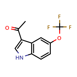 Chemical structure of 1-(5-(trifluoromethoxy)-1H-indol-3-yl)ethan-1-one , CAS 1386456-79-6, AChemBlock U129705