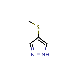 Chemical structure of 4-(methylthio)-1H-pyrazole , CAS 1393128-21-6, AChemBlock U129719