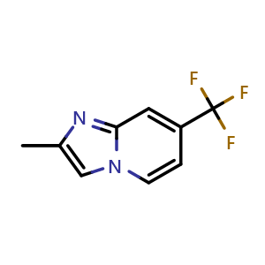 Chemical structure of 2-methyl-7-(trifluoromethyl)imidazo[1,2-a]pyridine , CAS 1421786-76-6, AChemBlock U129744