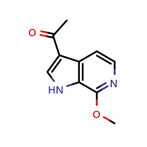 Chemical structure of 1-(7-methoxy-1H-pyrrolo[2,3-c]pyridin-3-yl)ethan-1-one , CAS 1427504-01-5, AChemBlock U129764