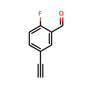 Chemical structure of 5-ethynyl-2-fluorobenzaldehyde , CAS 1440535-11-4, AChemBlock U129786