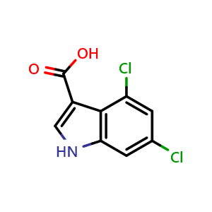 Chemical structure of 4,6-dichloro-1H-indole-3-carboxylic acid , CAS 1476769-24-0, AChemBlock U129812