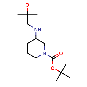 Chemical structure of tert-butyl 3-((2-hydroxy-2-methylpropyl)amino)piperidine-1-carboxylate , CAS 1480710-01-7, AChemBlock U129814