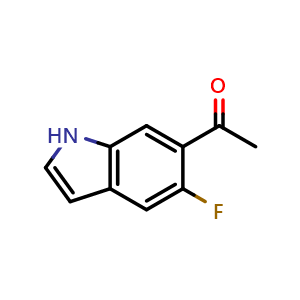 Chemical structure of 1-(5-fluoro-1H-indol-6-yl)ethan-1-one , CAS 1501654-02-9, AChemBlock U129832