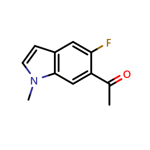Chemical structure of 1-(5-fluoro-1-methyl-1H-indol-6-yl)ethan-1-one , CAS 1504995-08-7, AChemBlock U129836