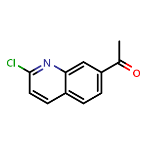 Chemical structure of 1-(2-chloroquinolin-7-yl)ethan-1-one , CAS 1509899-45-9, AChemBlock U129843