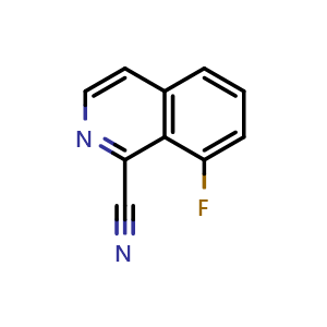 Chemical structure of 8-fluoroisoquinoline-1-carbonitrile , CAS 1522515-26-9, AChemBlock U129866