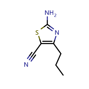 Chemical structure of 2-amino-4-propylthiazole-5-carbonitrile , CAS 1530832-12-2, AChemBlock U129872