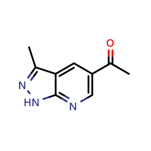 Chemical structure of 1-(3-methyl-1H-pyrazolo[3,4-b]pyridin-5-yl)ethan-1-one , CAS 1538006-70-0, AChemBlock U129888