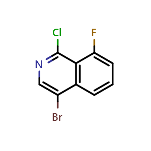 Chemical structure of 4-bromo-1-chloro-8-fluoroisoquinoline , CAS 1542024-47-4, AChemBlock U129897