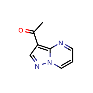 Chemical structure of 1-(pyrazolo[1,5-a]pyrimidin-3-yl)ethan-1-one , CAS 1556129-55-5, AChemBlock U129937
