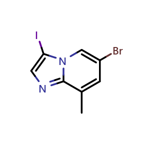 Chemical structure of 6-Bromo-3-iodo-8-methylimidazo[1,2-a]pyridine , CAS 1556988-52-3, AChemBlock U129942
