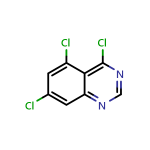 Chemical structure of 4,5,7-trichloroquinazoline , CAS 1564506-30-4, AChemBlock U129951