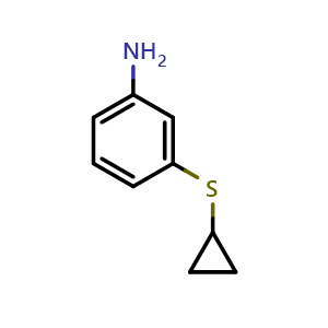 Chemical structure of 3-(cyclopropylthio)aniline , CAS 1565833-46-6, AChemBlock U129957