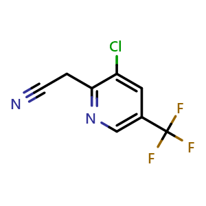 Chemical structure of 2-(3-Chloro-5-(trifluoromethyl)pyridin-2-yl)acetonitrile , CAS 157764-10-8, AChemBlock U129966