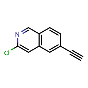 Chemical structure of 3-chloro-6-ethynylisoquinoline , CAS 1578484-35-1, AChemBlock U129968