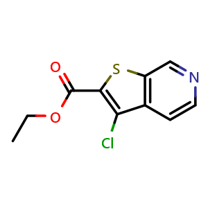 Chemical structure of ethyl 3-chlorothieno[2,3-c]pyridine-2-carboxylate , CAS 1603136-56-6, AChemBlock U129996