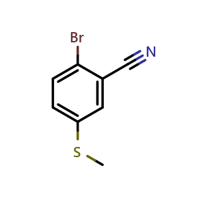 Chemical structure of 2-bromo-5-(methylthio)benzonitrile , CAS 1610418-05-7, AChemBlock U130000