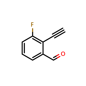 Chemical structure of 2-ethynyl-3-fluorobenzaldehyde , CAS 1638606-25-3, AChemBlock U130027