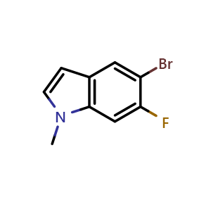 Chemical structure of 5-bromo-6-fluoro-1-methyl-1H-indole , CAS 1642565-58-9, AChemBlock U130029