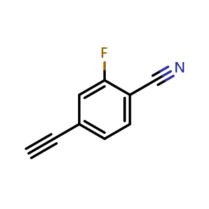 Chemical structure of 4-ethynyl-2-fluorobenzonitrile , CAS 167858-57-3, AChemBlock U130046