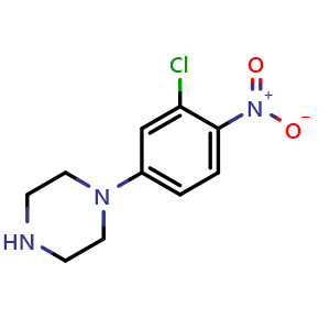 Chemical structure of 1-(3-chloro-4-nitrophenyl)piperazine , CAS 1681039-26-8, AChemBlock U130049