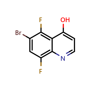 Chemical structure of 6-bromo-5,8-difluoroquinolin-4-ol , CAS 1694582-49-4, AChemBlock U130057