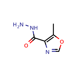 Chemical structure of 5-methyloxazole-4-carbohydrazide , CAS 170959-36-1, AChemBlock U130067
