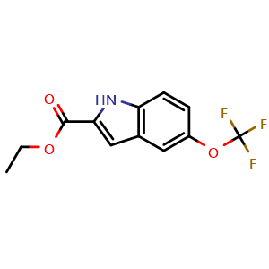 Chemical structure of ethyl 5-(trifluoromethoxy)-1H-indole-2-carboxylate , CAS 175203-82-4, AChemBlock U130086