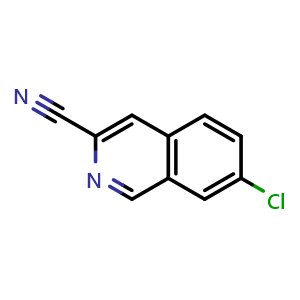 Chemical structure of 7-chloroisoquinoline-3-carbonitrile , CAS 1779740-73-6, AChemBlock U130093