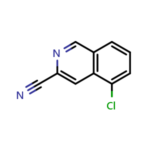 Chemical structure of 5-chloroisoquinoline-3-carbonitrile , CAS 1780160-05-5, AChemBlock U130101