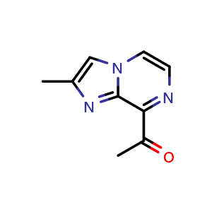 Chemical structure of 1-(2-methylimidazo[1,2-a]pyrazin-8-yl)ethan-1-one , CAS 1780745-65-4, AChemBlock U130117