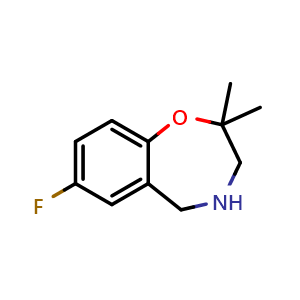 Chemical structure of 7-fluoro-2,2-dimethyl-2,3,4,5-tetrahydrobenzo[f][1,4]oxazepine , CAS 1782060-37-0, AChemBlock U130142