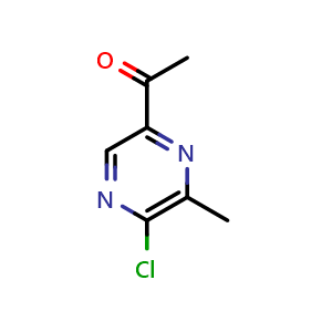 Chemical structure of 1-(5-chloro-6-methylpyrazin-2-yl)ethan-1-one , CAS 1783373-24-9, AChemBlock U130152