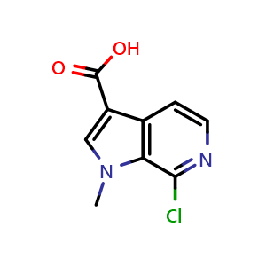 Chemical structure of 7-chloro-1-methyl-1H-pyrrolo[2,3-c]pyridine-3-carboxylic acid , CAS 1784512-39-5, AChemBlock U130161