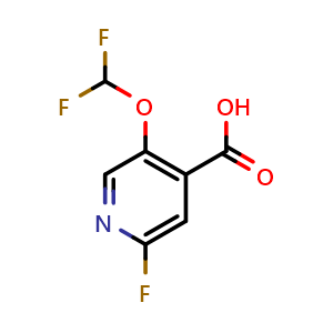 Chemical structure of 5-(difluoromethoxy)-2-fluoroisonicotinic acid , CAS 1803823-50-8, AChemBlock U130190