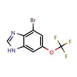 Chemical structure of 4-bromo-6-(trifluoromethoxy)-1H-benzo[d]imidazole , CAS 1804265-53-9, AChemBlock U130196