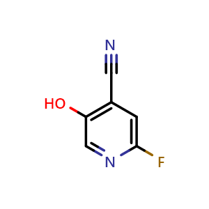 Chemical structure of 2-fluoro-5-hydroxyisonicotinonitrile , CAS 1804877-18-6, AChemBlock U130200