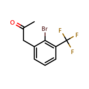 Chemical structure of 1-(2-bromo-3-(trifluoromethyl)phenyl)propan-2-one , CAS 1806354-40-4, AChemBlock U130218