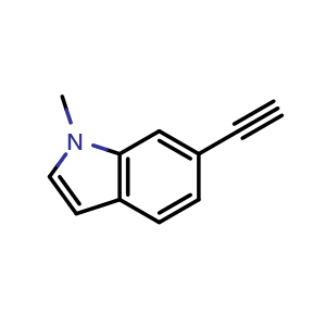 Chemical structure of 6-Ethynyl-1-methyl-1H-indole , CAS 1816951-00-4, AChemBlock U130228