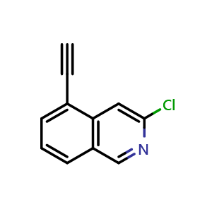 Chemical structure of 3-chloro-5-ethynylisoquinoline , CAS 1822784-14-4, AChemBlock U130237