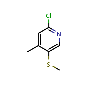 Chemical structure of 2-chloro-4-methyl-5-(methylthio)pyridine , CAS 1823353-55-4, AChemBlock U130244
