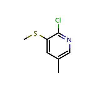 Chemical structure of 2-chloro-5-methyl-3-(methylthio)pyridine , CAS 1823926-25-5, AChemBlock U130255