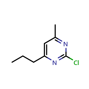 Chemical structure of 2-chloro-4-methyl-6-propylpyrimidine , CAS 1824204-50-3, AChemBlock U130263