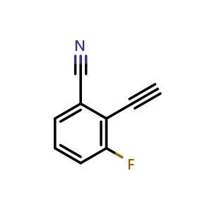 Chemical structure of 2-ethynyl-3-fluorobenzonitrile , CAS 1848959-59-0, AChemBlock U130279